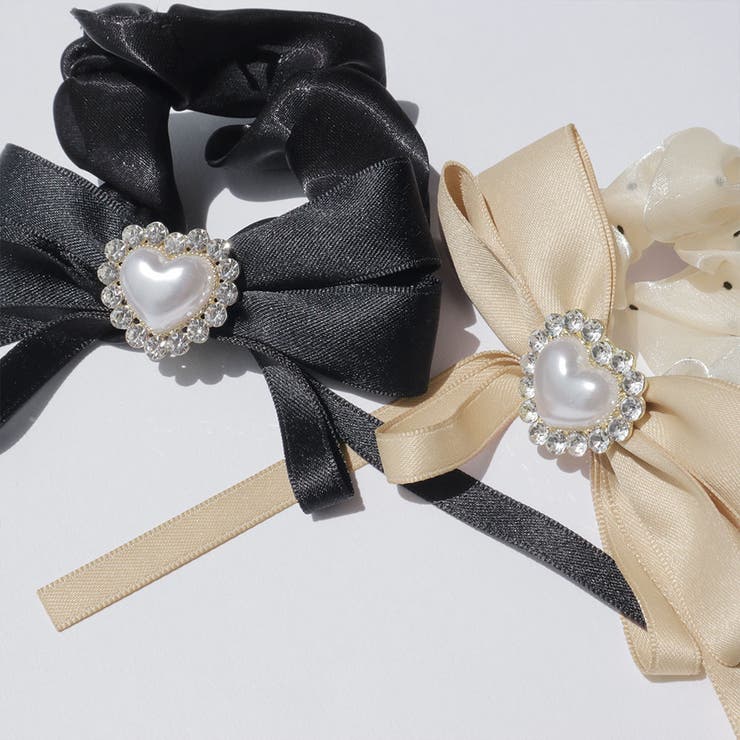 キラキラハートパールビジューリボンサテンゴム 韓国 夢展望 | 夢展望 | 詳細画像2 