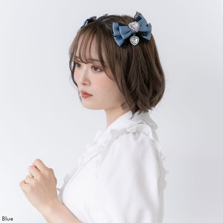 キラキラハートビジューレース2個セットリボンクリップ 量産型 地雷系 夢展望 | DearMyLove | 詳細画像11 