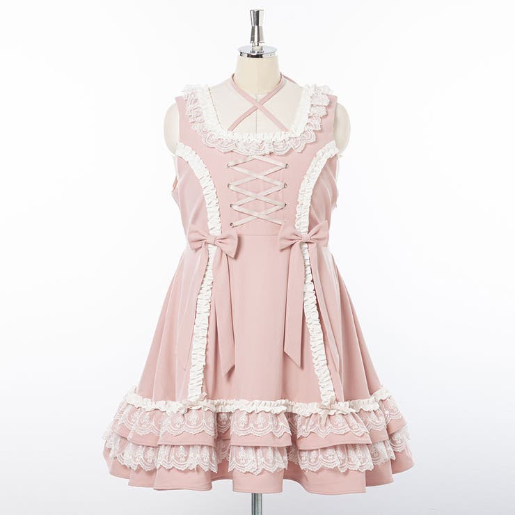 レースアップジャンパースカート middle 4Lー6L | DearMyLove | 詳細画像4 