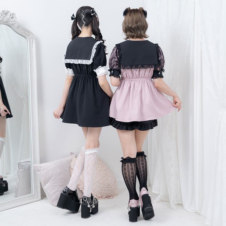 キラキラビジューテーラードレースワンピース 量産型 地雷系 夢展望 | DearMyLove | 詳細画像3 