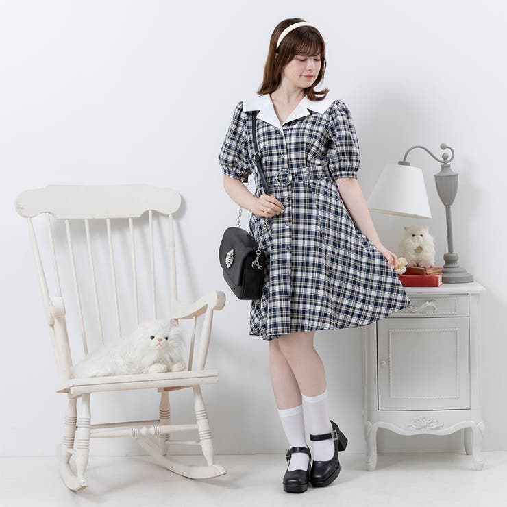 オープンカラーオトナフレンチワンピース 量産型 地雷系 夢展望 | DearMyLove | 詳細画像9 