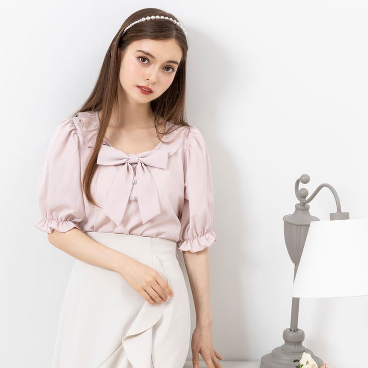 リボンビジューフリル襟ブラウス 量産型 地雷系 夢展望 | DearMyLove | 詳細画像10 