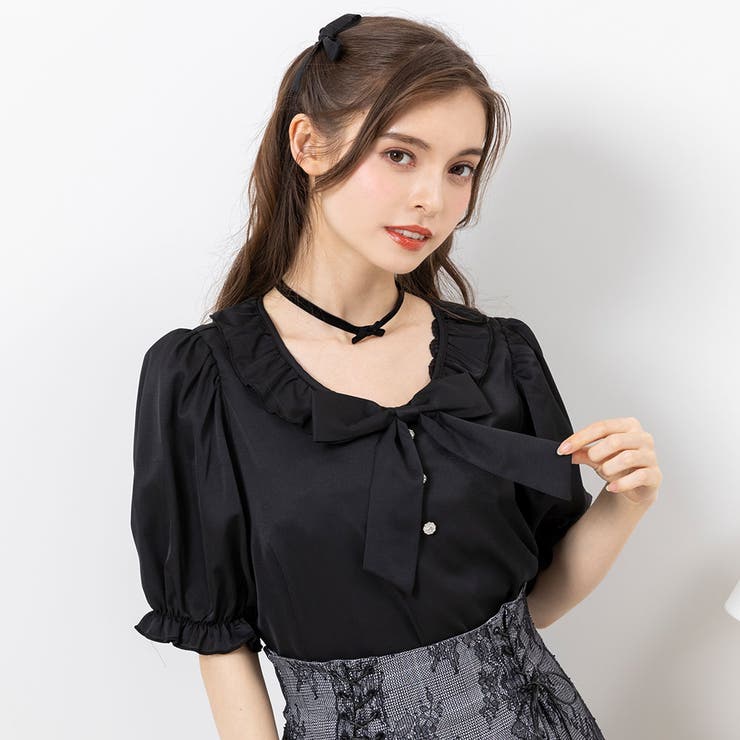 リボンビジューフリル襟ブラウス 量産型 地雷系 夢展望 | DearMyLove | 詳細画像13 