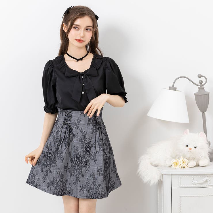 リボンビジューフリル襟ブラウス 量産型 地雷系 夢展望 | DearMyLove | 詳細画像16 