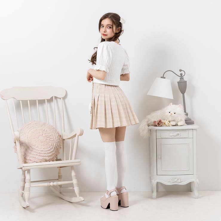 ハートボタンクロップドリブカーディガントップス 量産型 地雷系 夢展望 | DearMyLove | 詳細画像3 