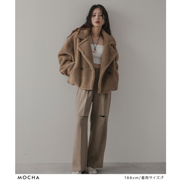 センソユニコ io comme io ブラウン系 モコモコジャケットコートテディ テディベアショートコート 韓国 夢展望[品番：YU000047683]｜夢