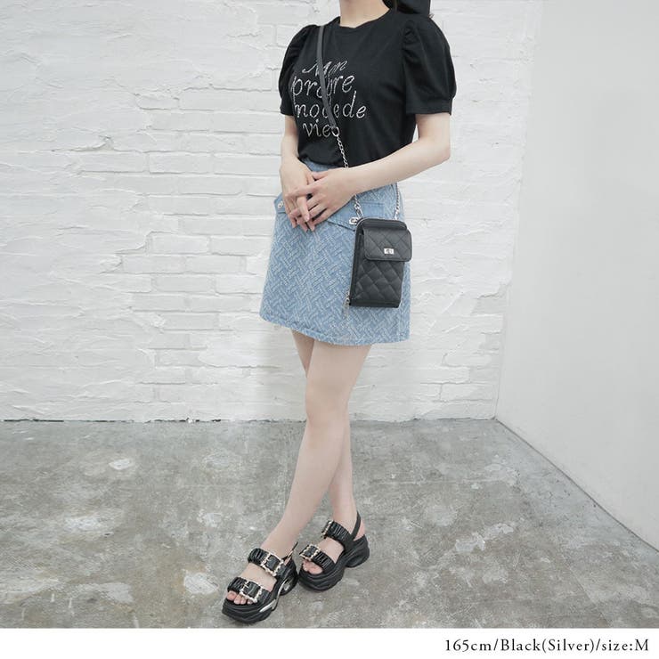 ストーンロゴパフスリーブTシャツカットソートップス 韓国 夢展望[品番  