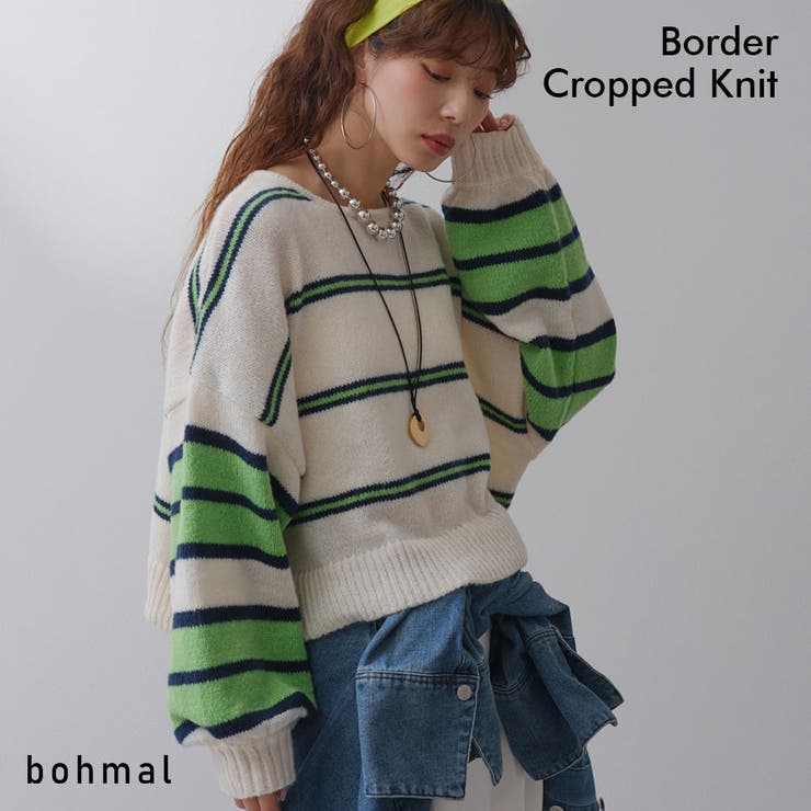ボーダークロップドニット 韓国 夢展望 bohmal(ボマール) | 夢展望 | 詳細画像1 
