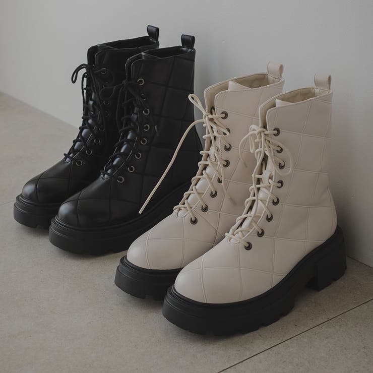 キルティングレースアップブーツ 韓国 夢展望 | 夢展望 | 詳細画像1 