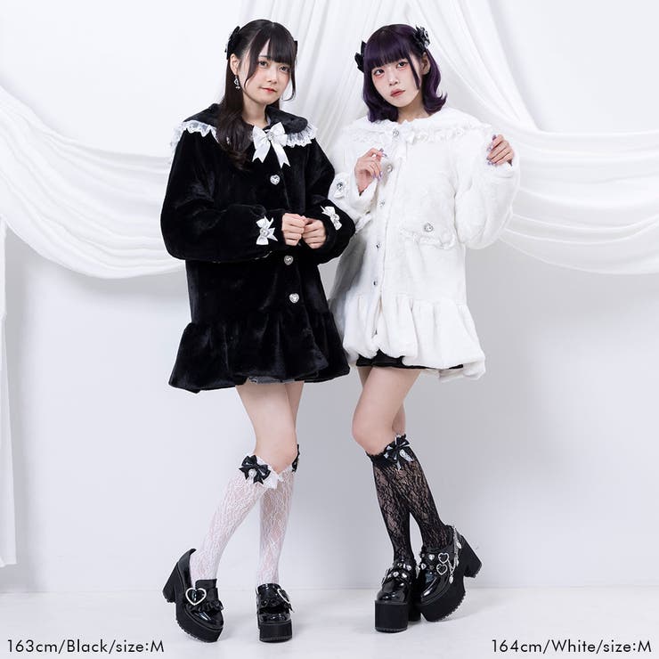 バックレースアップビジューセーラーファーコート 量産型 地雷系 夢展望 | DearMyLove | 詳細画像2 