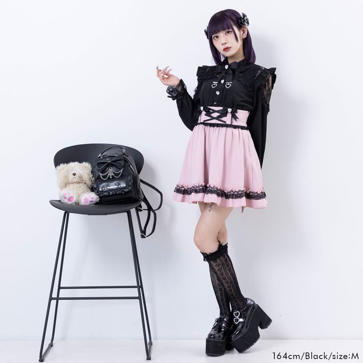 レースフリルハートビジューブラウス 量産型 地雷系 夢展望 | DearMyLove | 詳細画像14 