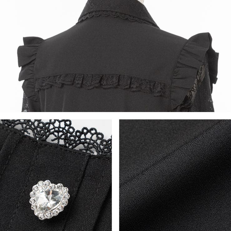 レースフリルハートビジューブラウス 量産型 地雷系 夢展望 | DearMyLove | 詳細画像25 