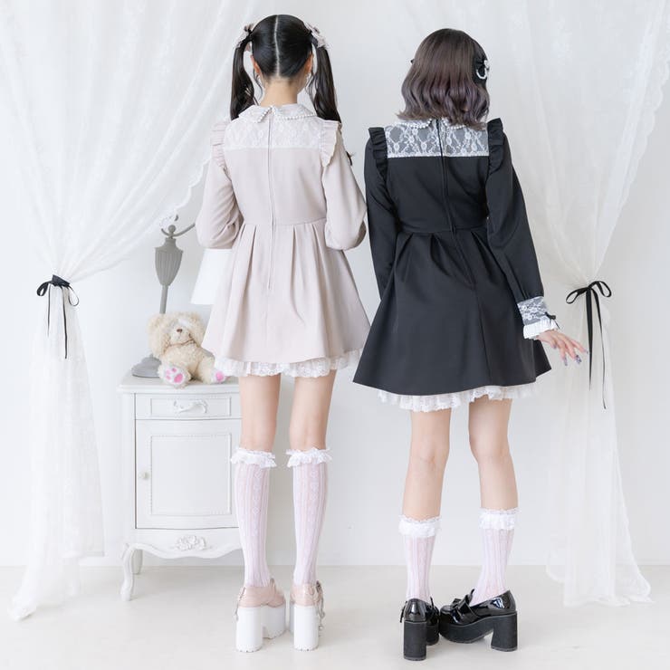 ディアマイラブ　レース重ねパールリボンお嬢様ワンピース レース重ねパールリボンお嬢様ワンピース – レディース
