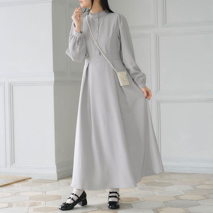 フリルスタンドカラーマキシワンピース 韓国 夢展望 | 夢展望 | 詳細画像5 