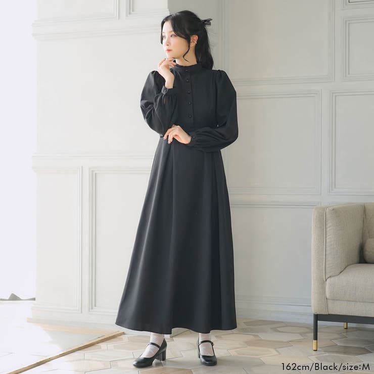 フリルスタンドカラーマキシワンピース 韓国 夢展望 | 夢展望 | 詳細画像10 