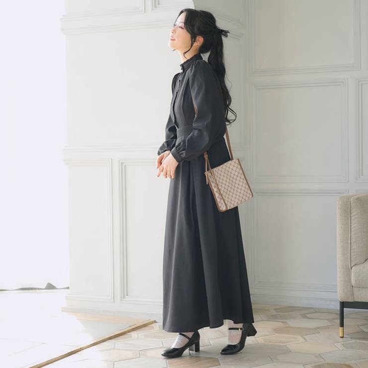 フリルスタンドカラーマキシワンピース 韓国 夢展望 | 夢展望 | 詳細画像12 