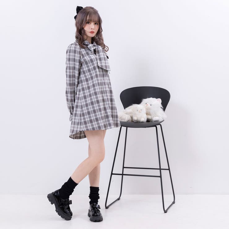 ファッションアイテム人気ランキング ボウタイチュニックシャツワンピース #シワになりにくい 量産型 ワンピース