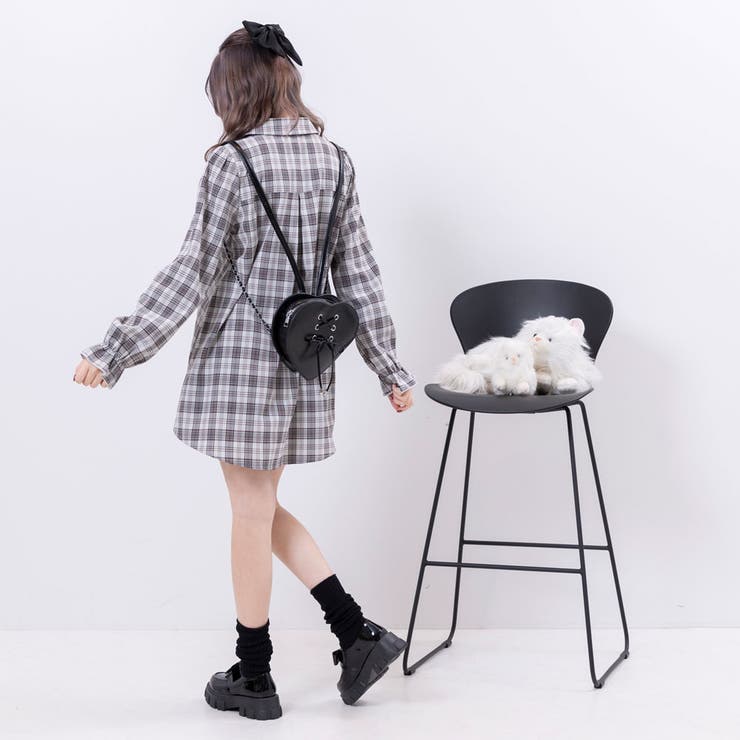 ボウタイチュニックシャツワンピース #シワになりにくい 量産型
