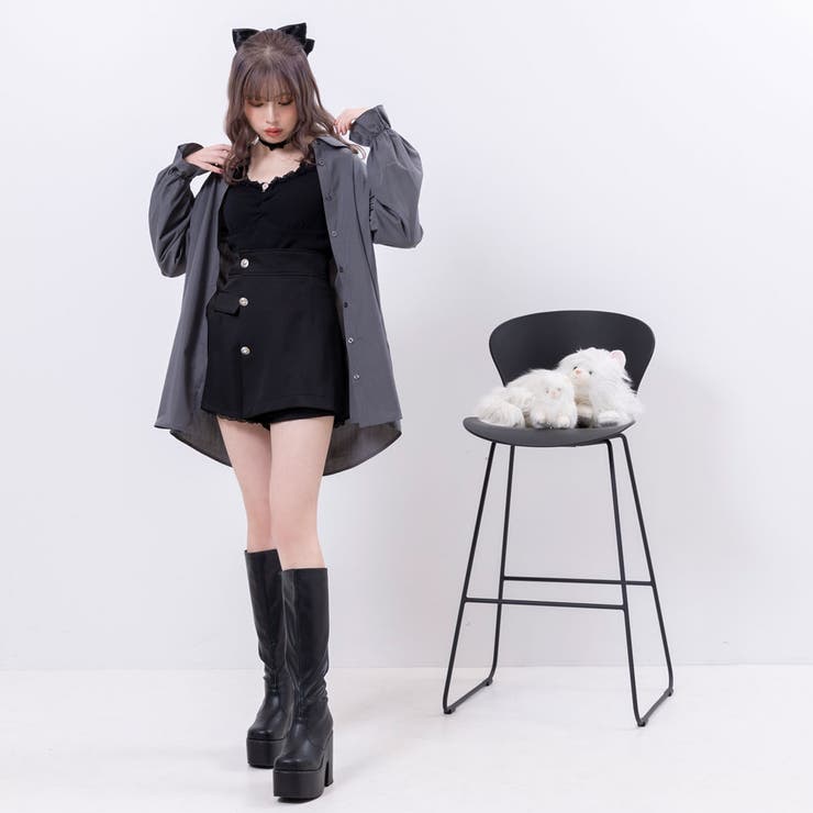 ボウタイチュニックシャツワンピース #シワになりにくい 量産型