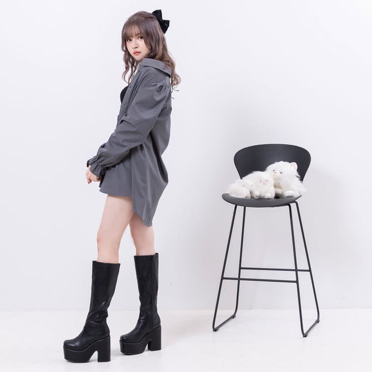 ボウタイチュニックシャツワンピース #シワになりにくい 量産型