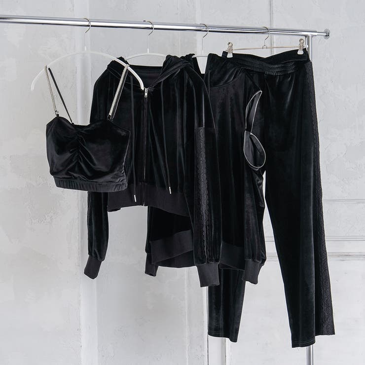 ヒップ隠れる丈のショルダージップ肩魅せベロアパーカー 韓国 夢展望 | 夢展望 | 詳細画像11 