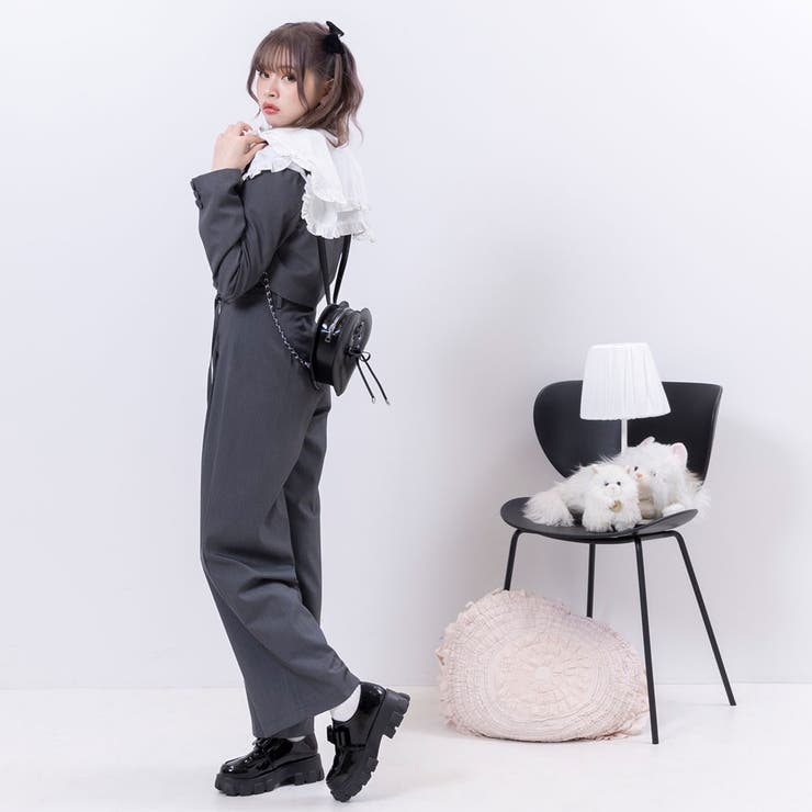 リボンベルト付シンプルタックワイドパンツ 量産型 地雷系 夢展望 | DearMyLove | 詳細画像9 