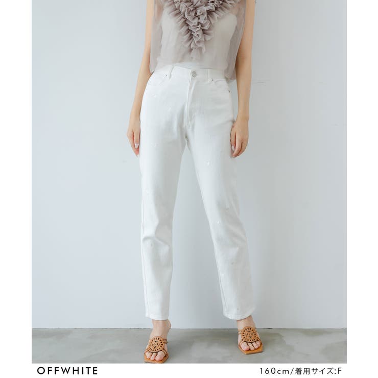 ハート刺繍テーパードデニムパンツ 韓国 夢展望 | 夢展望 | 詳細画像2 