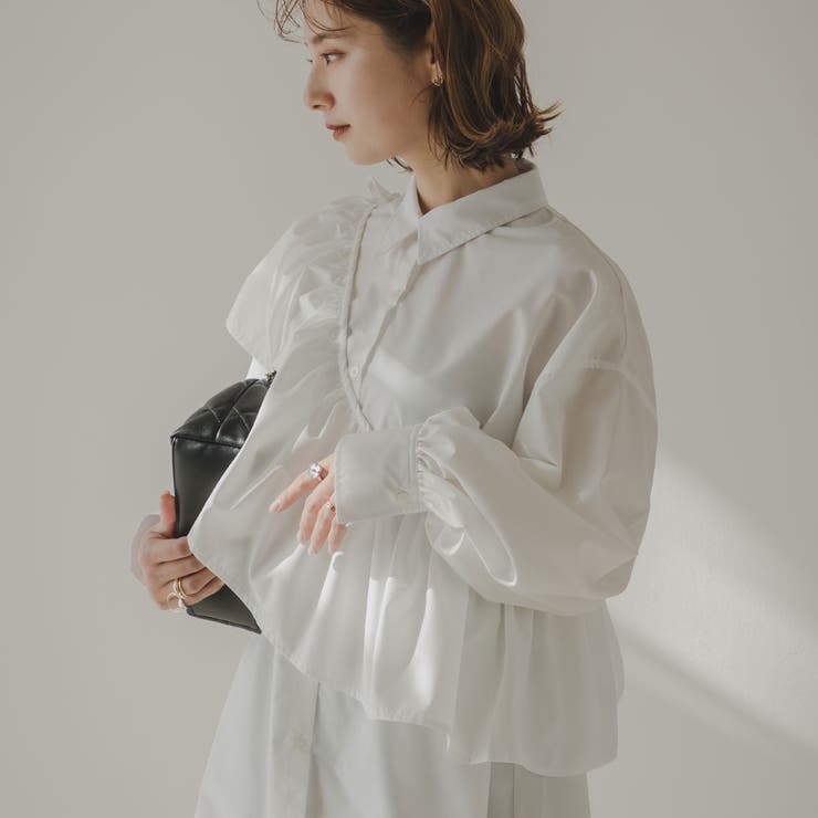 フリルサッシュ付ブロードシャツ 韓国 夢展望 | 夢展望 | 詳細画像1 