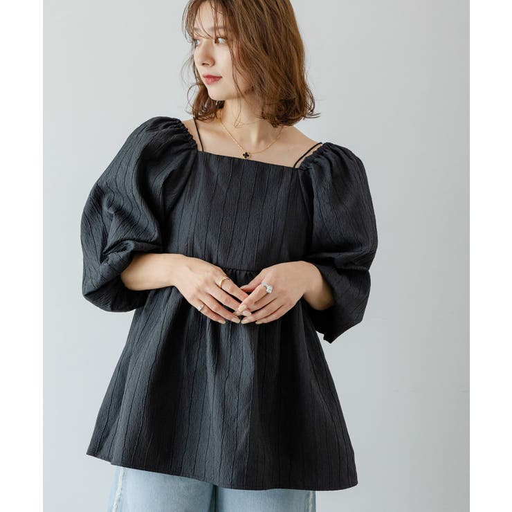 2WAYジャガードオフショルブラウス 韓国 夢展望 | 夢展望 | 詳細画像8 