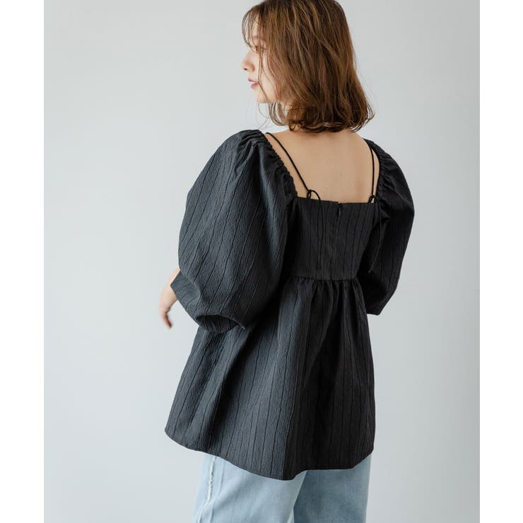 2WAYジャガードオフショルブラウス 韓国 夢展望 | 夢展望 | 詳細画像9 