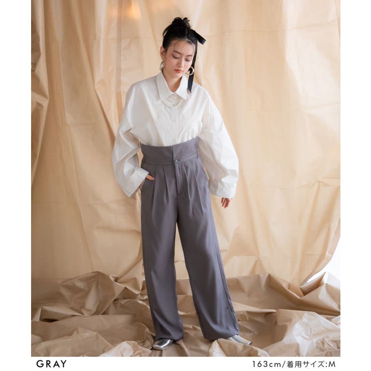 ウエストデザイン2wayタックワイドパンツ 韓国 夢展望 | 夢展望 | 詳細画像26 