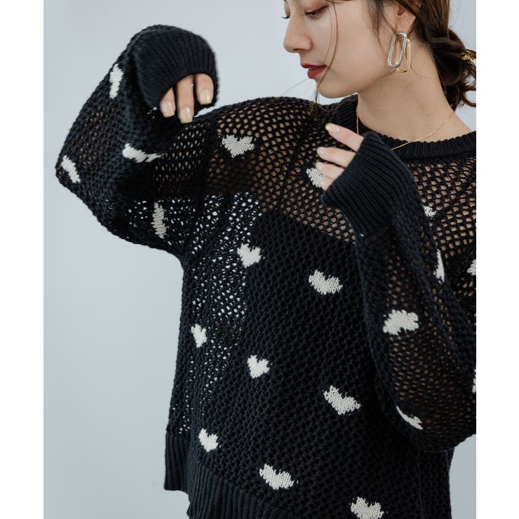 ハート柄メッシュジャガードニット 韓国 夢展望 | 夢展望 | 詳細画像9 