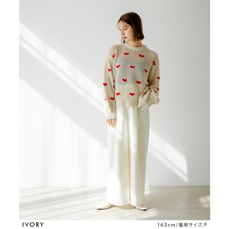 ハート柄メッシュジャガードニット 韓国 夢展望 | 夢展望 | 詳細画像11 