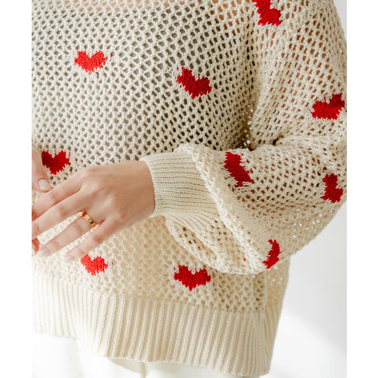 ハート柄メッシュジャガードニット 韓国 夢展望 | 夢展望 | 詳細画像28 