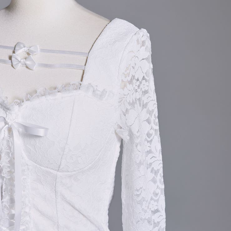 パット入りコルセット風レーストップス 韓国 夢展望[品番