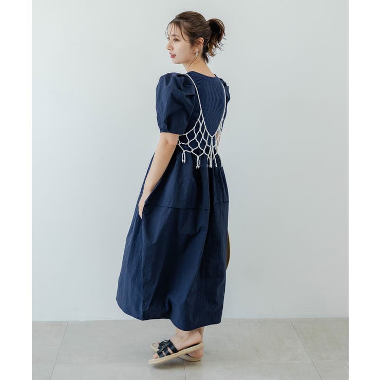 ボリュームスリーブドッキングワンピース 韓国 夢展望 | 夢展望 | 詳細画像4 