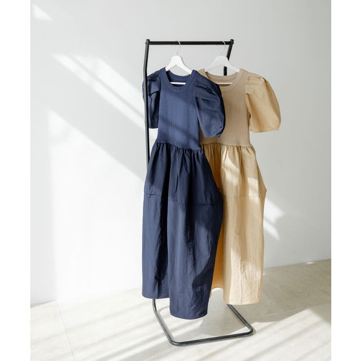 ボリュームスリーブドッキングワンピース 韓国 夢展望 | 夢展望 | 詳細画像14 