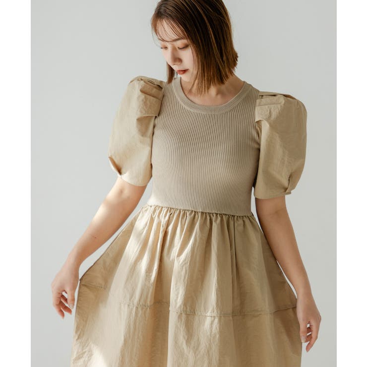 ボリュームスリーブドッキングワンピース 韓国 夢展望 | 夢展望 | 詳細画像22 