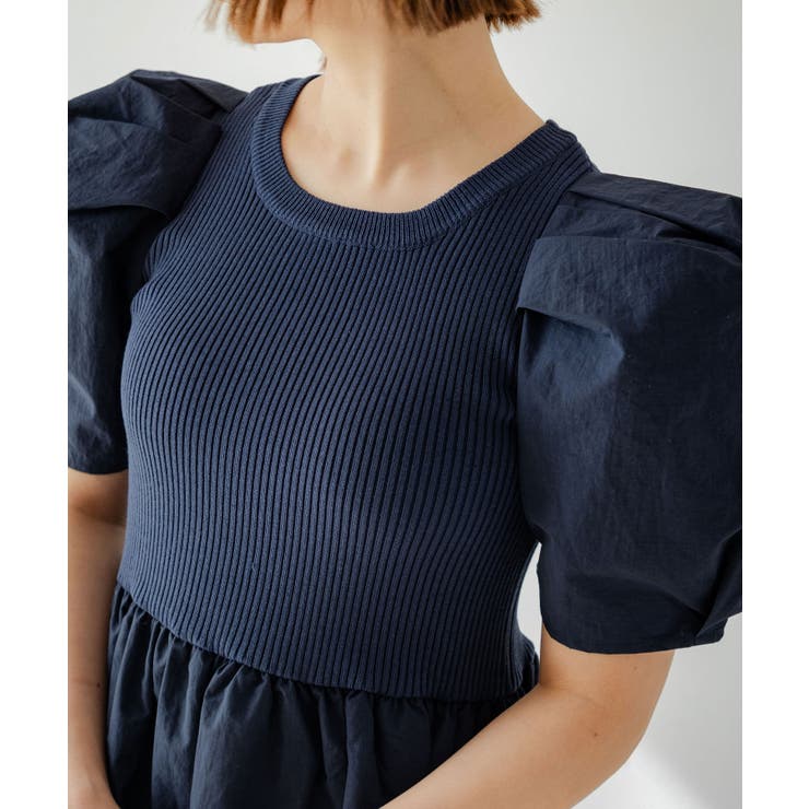 ボリュームスリーブドッキングワンピース 韓国 夢展望 | 夢展望 | 詳細画像34 