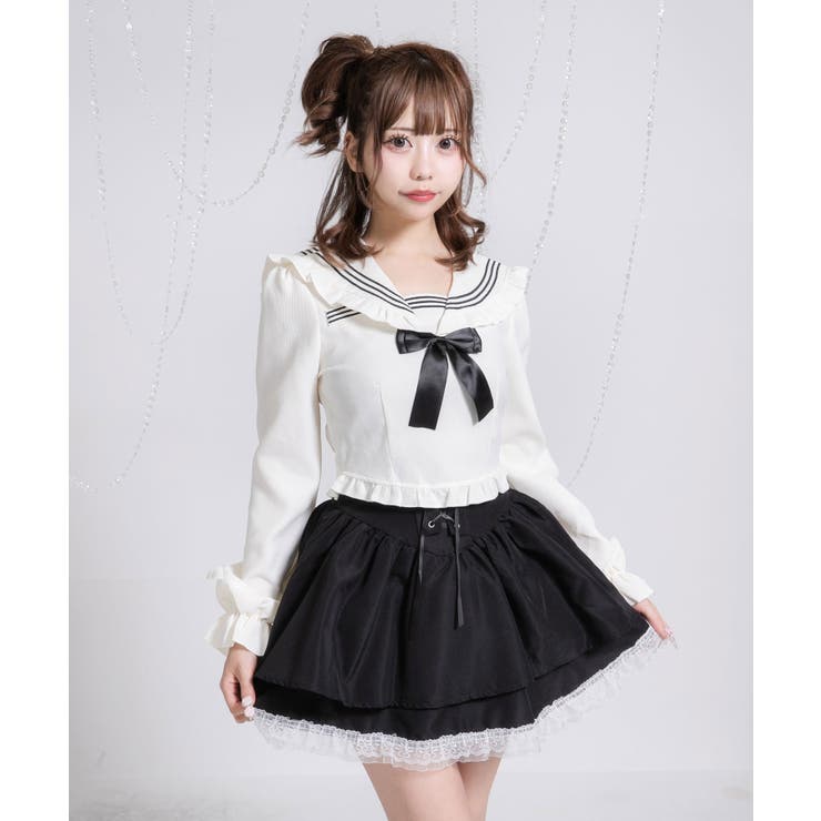 セーラーカラーブラウス学生服風セットアップ3点セット
