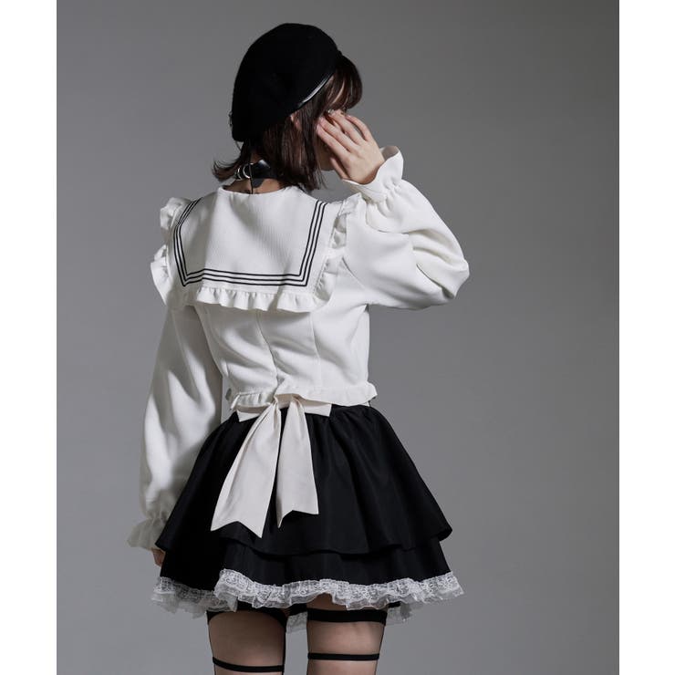 激安大特価！ セーラーカラーブラウス学生服風セットアップ3点セット 夢 韓国 ワンピース