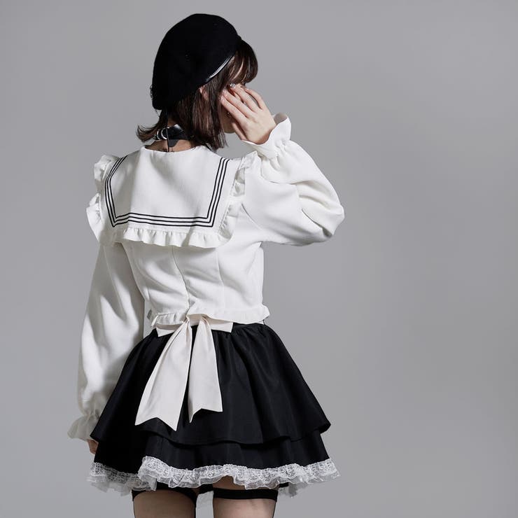 冬ギフト セ セーラーカラーブラウス学生服風セットアップ3点セット 韓国 夢 トップス