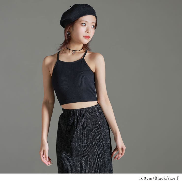 短丈肌魅せリブキャミソール 韓国 夢展望 | 夢展望 | 詳細画像3 
