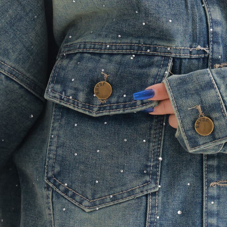 ストーンビジュー付オーバーデニムシャツジャケット 韓国 夢展望 | 夢展望 | 詳細画像12 