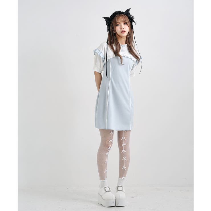 サブジラギャル配色チャイナカラーAラインワンピース 韓国 夢展望 | 夢展望 | 詳細画像12 