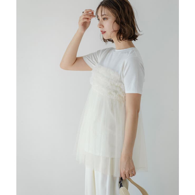 チュールフリルドッキングTシャツ 韓国 夢展望 | 夢展望 | 詳細画像3 