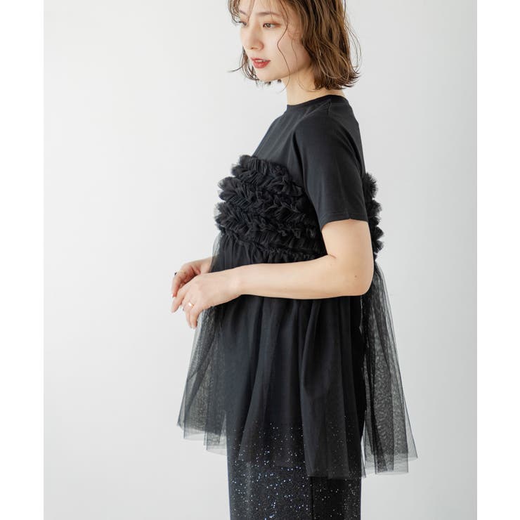 チュールフリルドッキングTシャツ 韓国 夢展望 | 夢展望 | 詳細画像16 