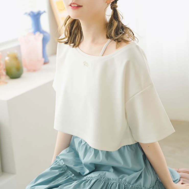 クロップドロゴ刺繍Tシャツ 韓国 夢展望 | 夢展望 | 詳細画像6 