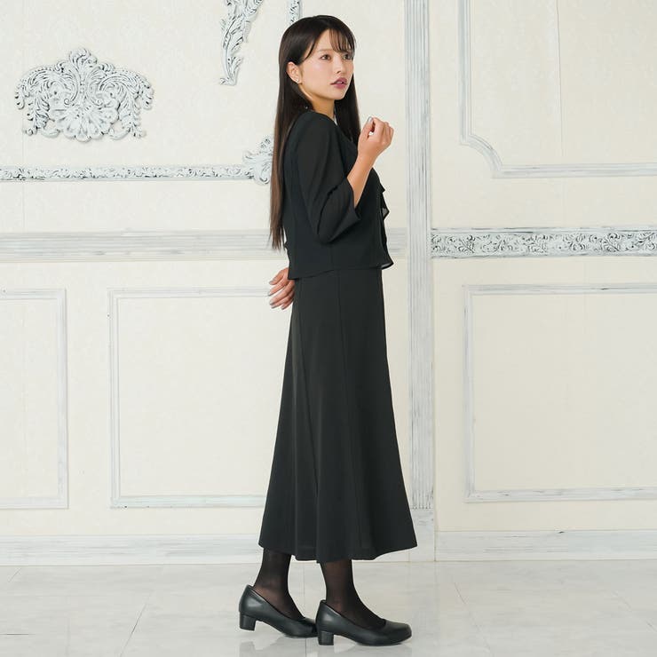 ブラックフォーマルワンピース【M/L/LL/3L/4L】 韓国 夢展望