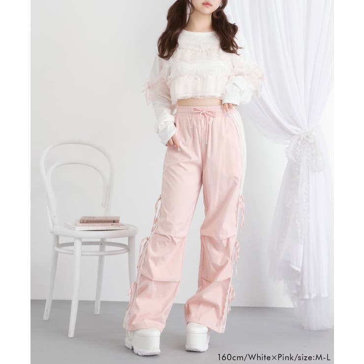 チュールフリルリボンクロップドロンT 量産型 地雷系 夢展望 | DearMyLove | 詳細画像3 